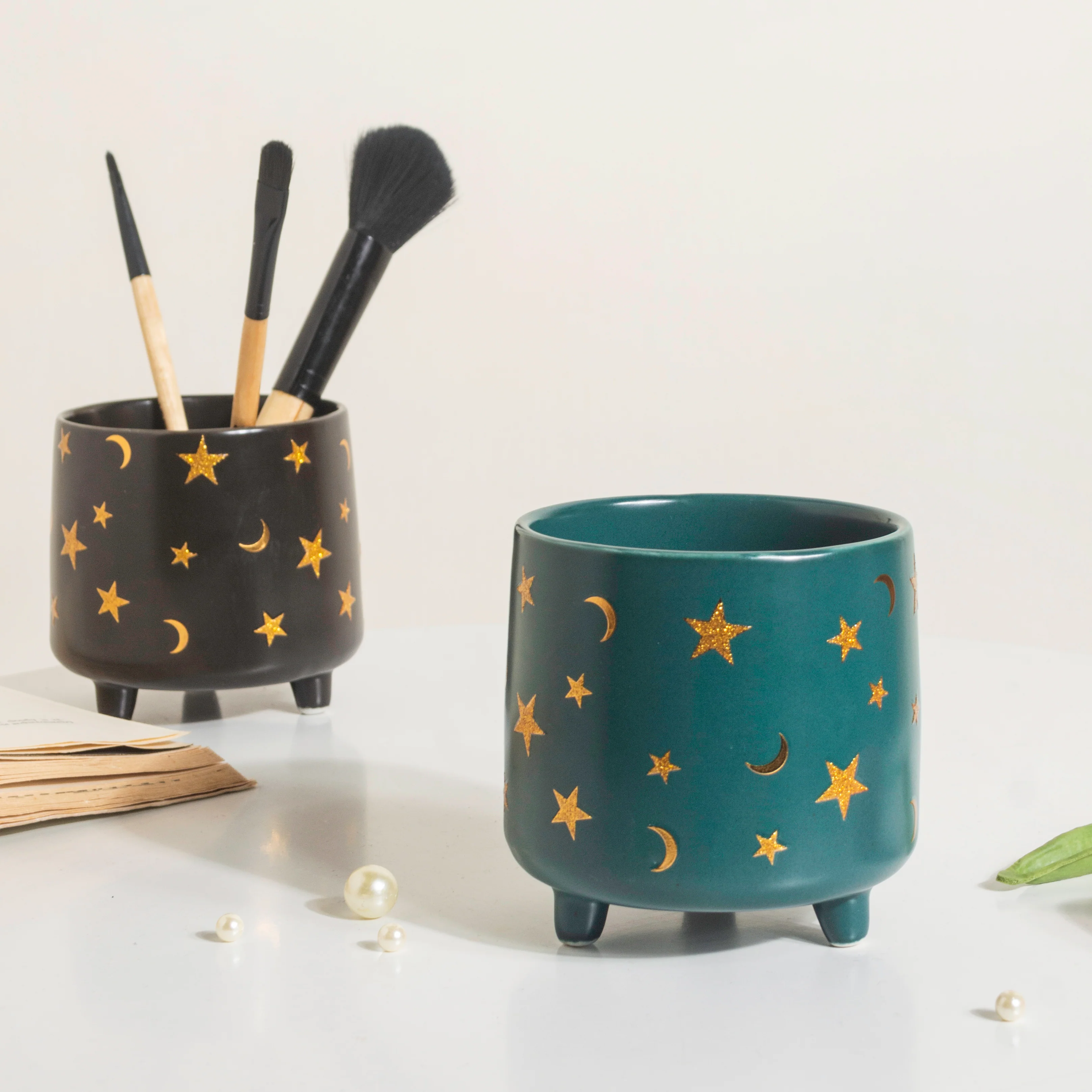 Stars and Moons Black Ceramic Planter Small - Image 9