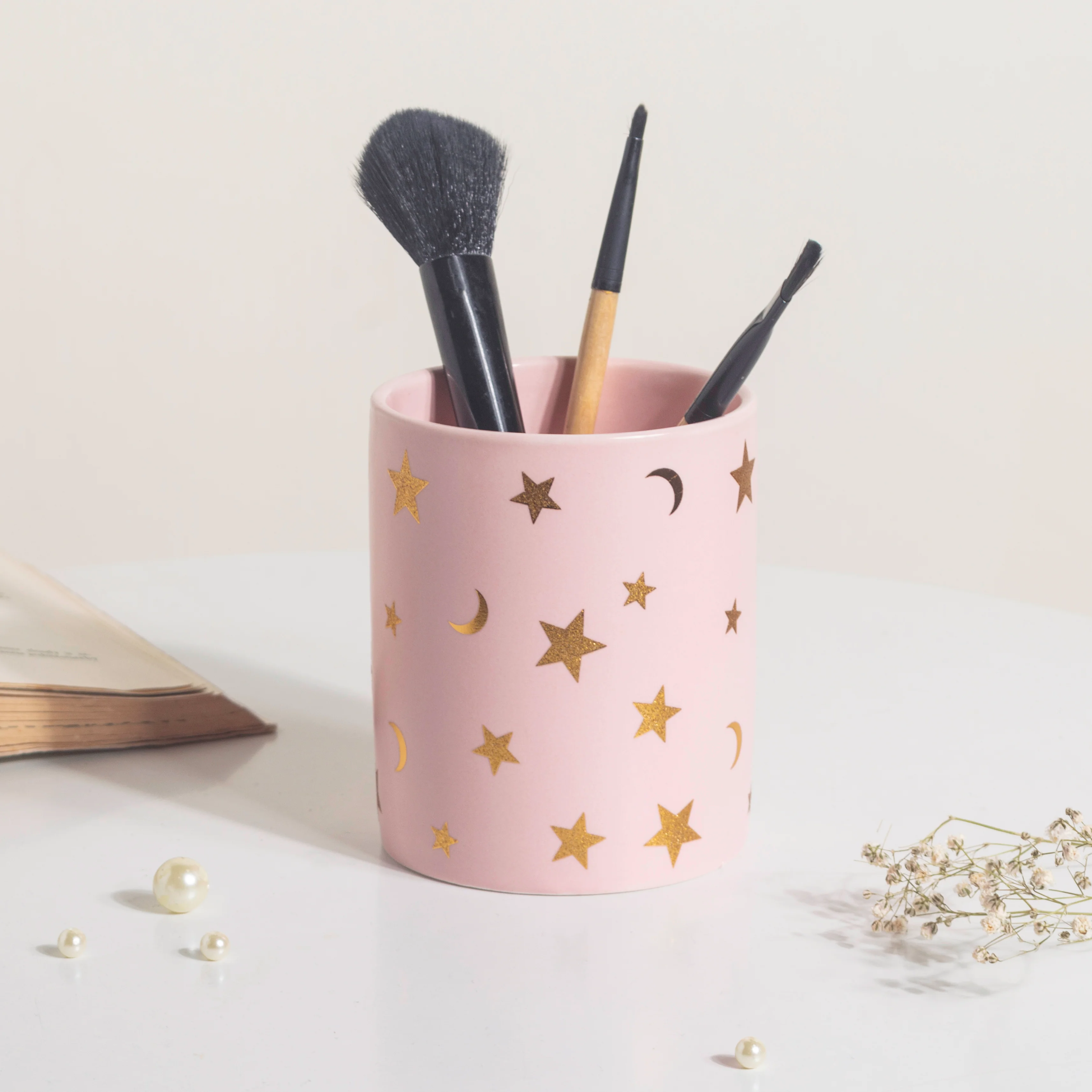 Stars and Moons Pink Ceramic Organiser