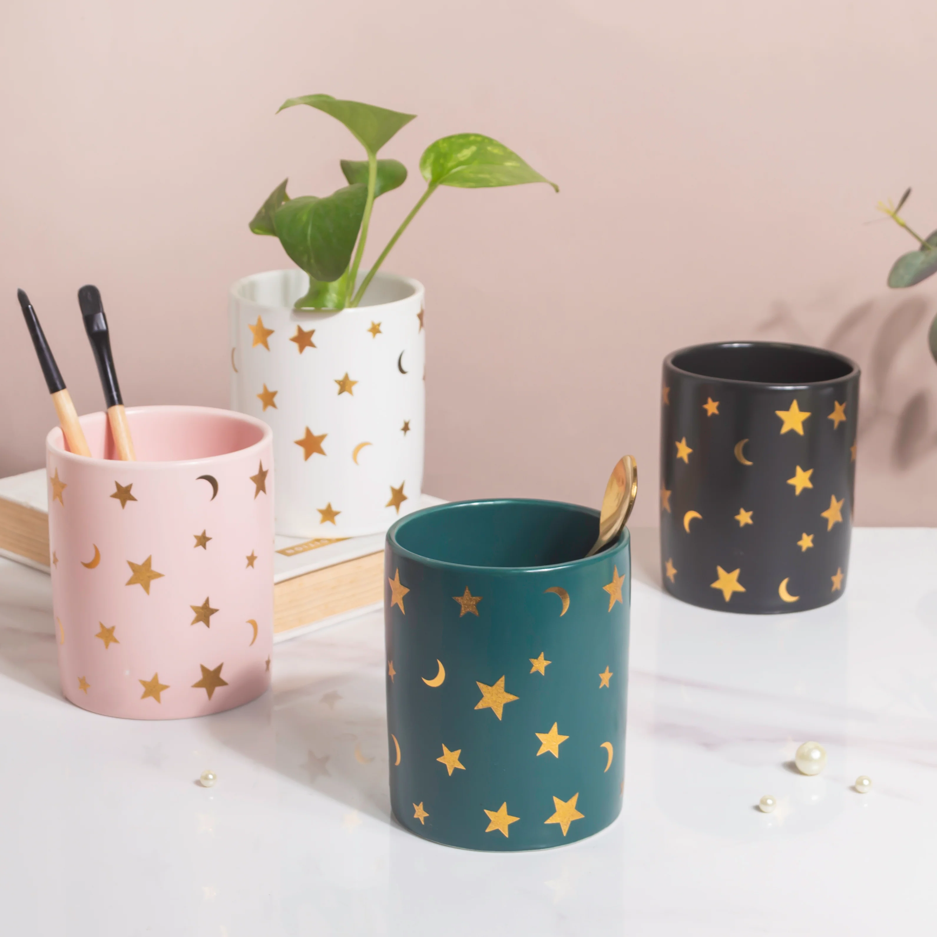Stars and Moons Pink Ceramic Organiser - Image 8