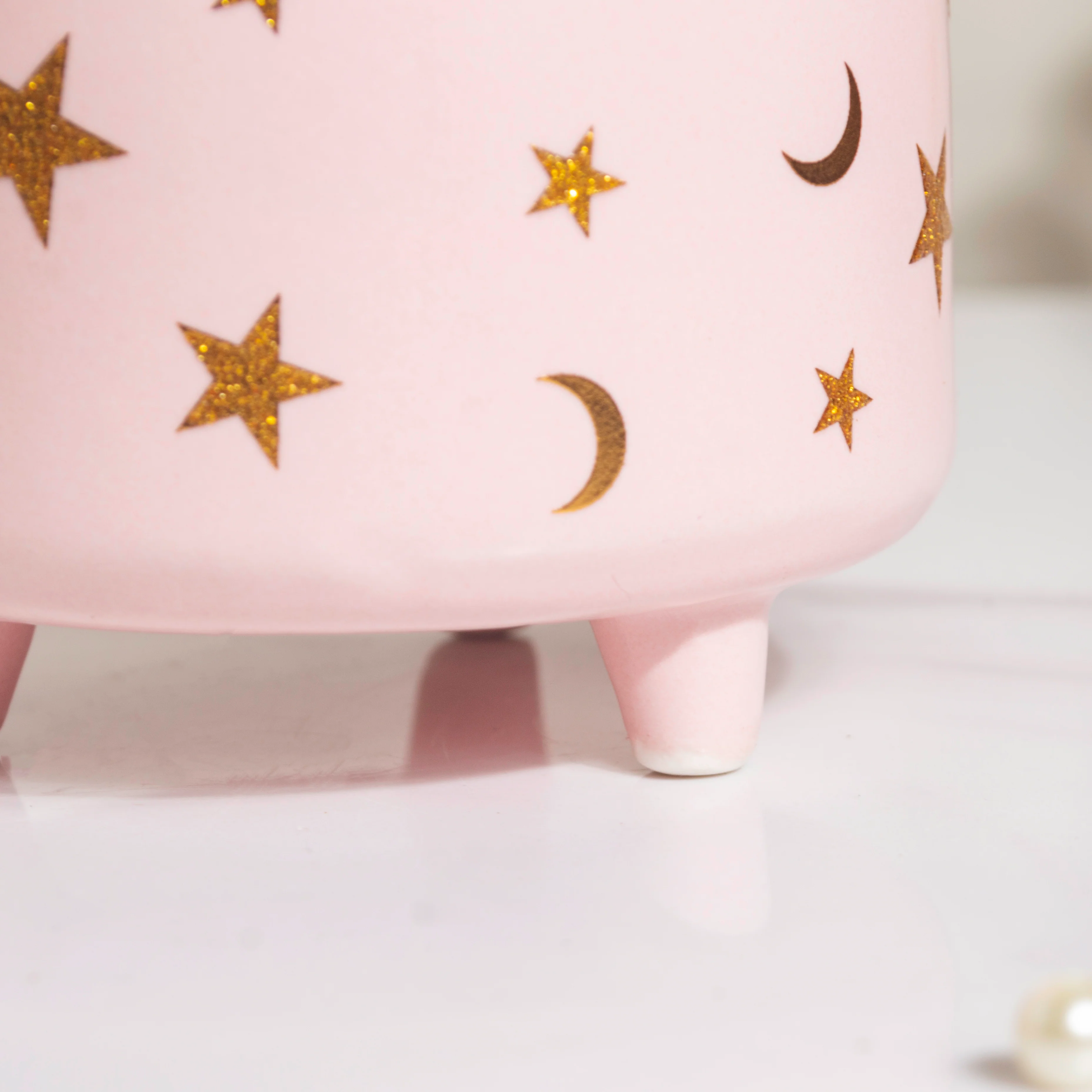 Stars and Moons Pink Ceramic Planter Small - Image 7