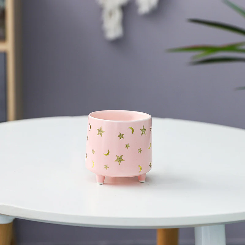 Stars and Moons Pink Ceramic Planter Small - Image 8