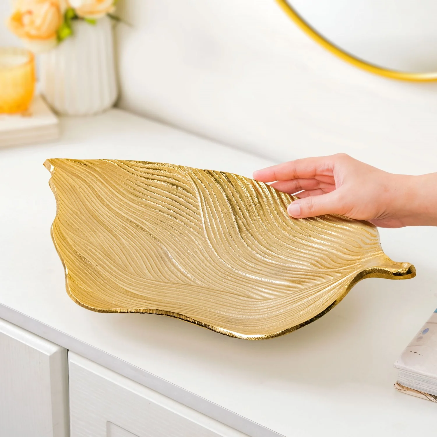 Statement Gold Leaf Table Decorative Tray - Image 2