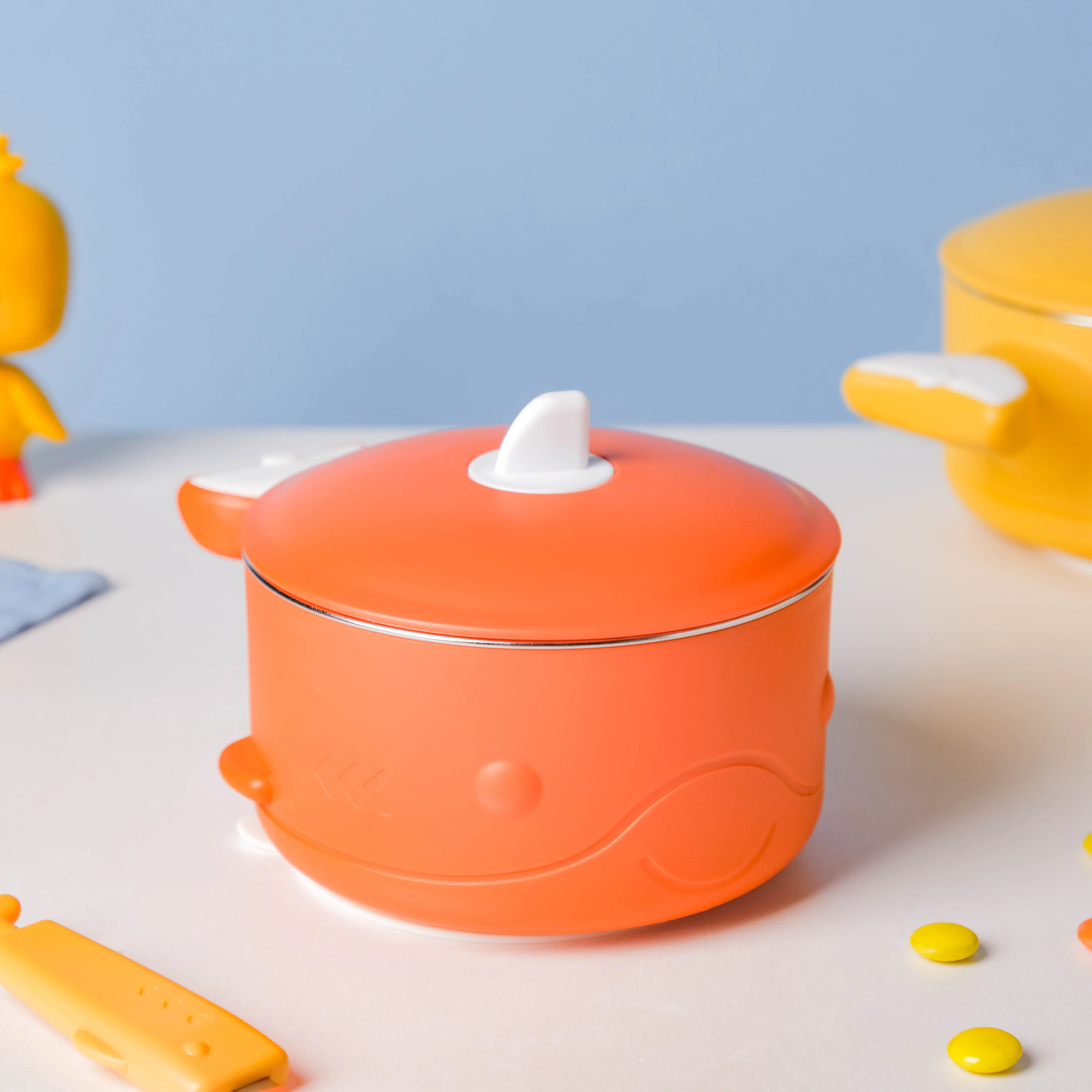 Stay Warm Steel Bowl With Suction Base Orange 350 ml - Image 2