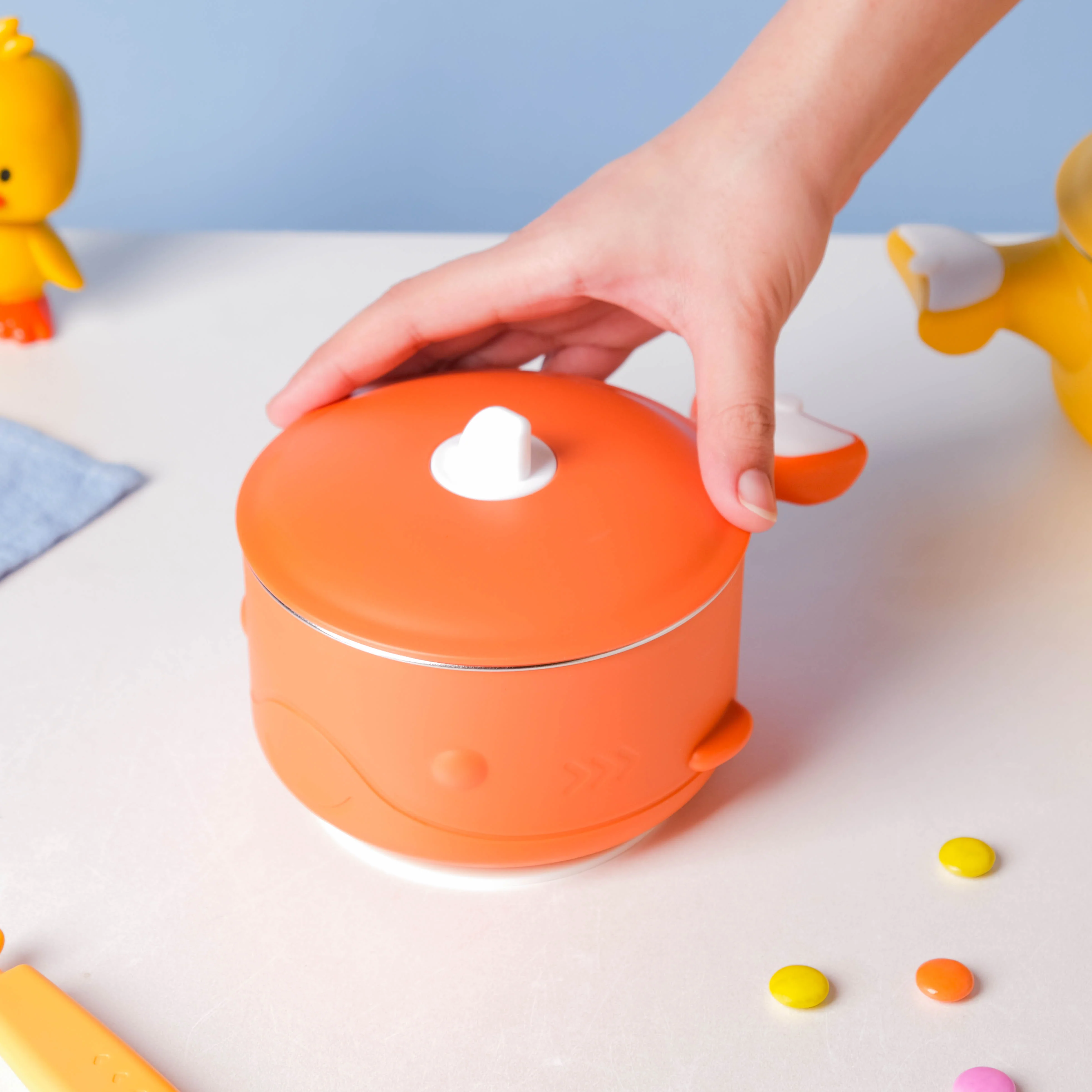 Stay Warm Steel Bowl With Suction Base Orange 350 ml - Image 3