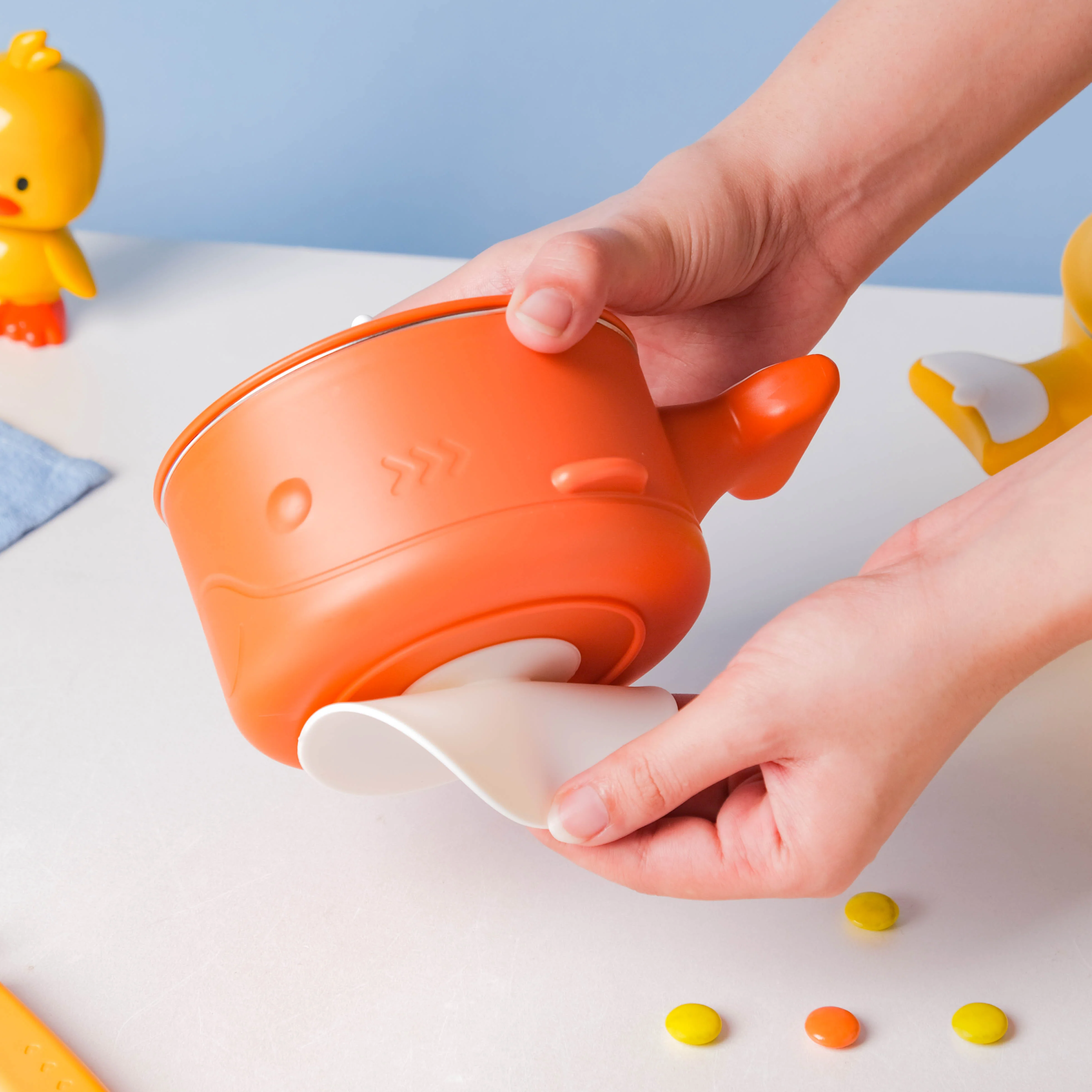 Stay Warm Steel Bowl With Suction Base Orange 350 ml - Image 5