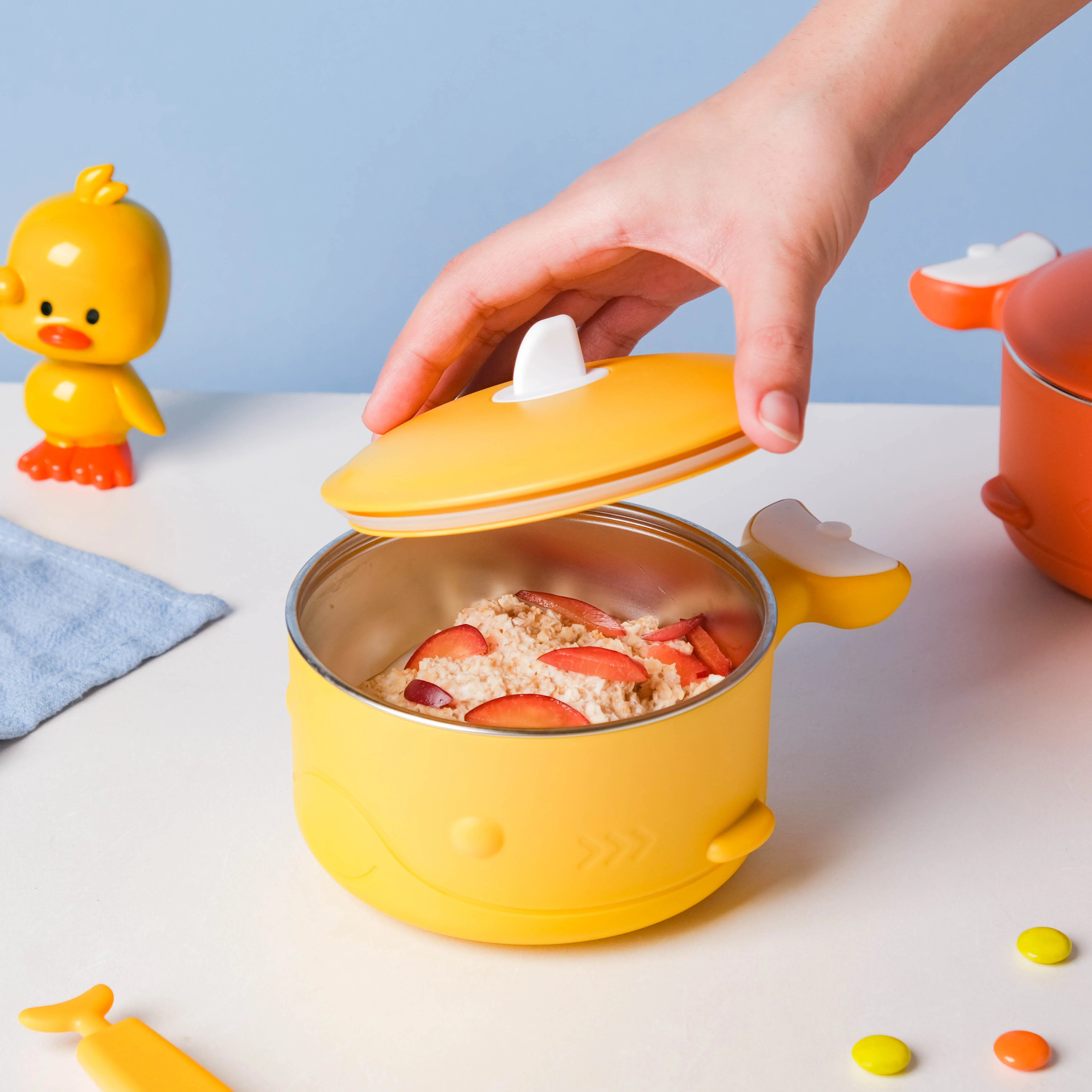 Stay Warm Steel Bowl With Suction Base Yellow 350 ml - Image 2