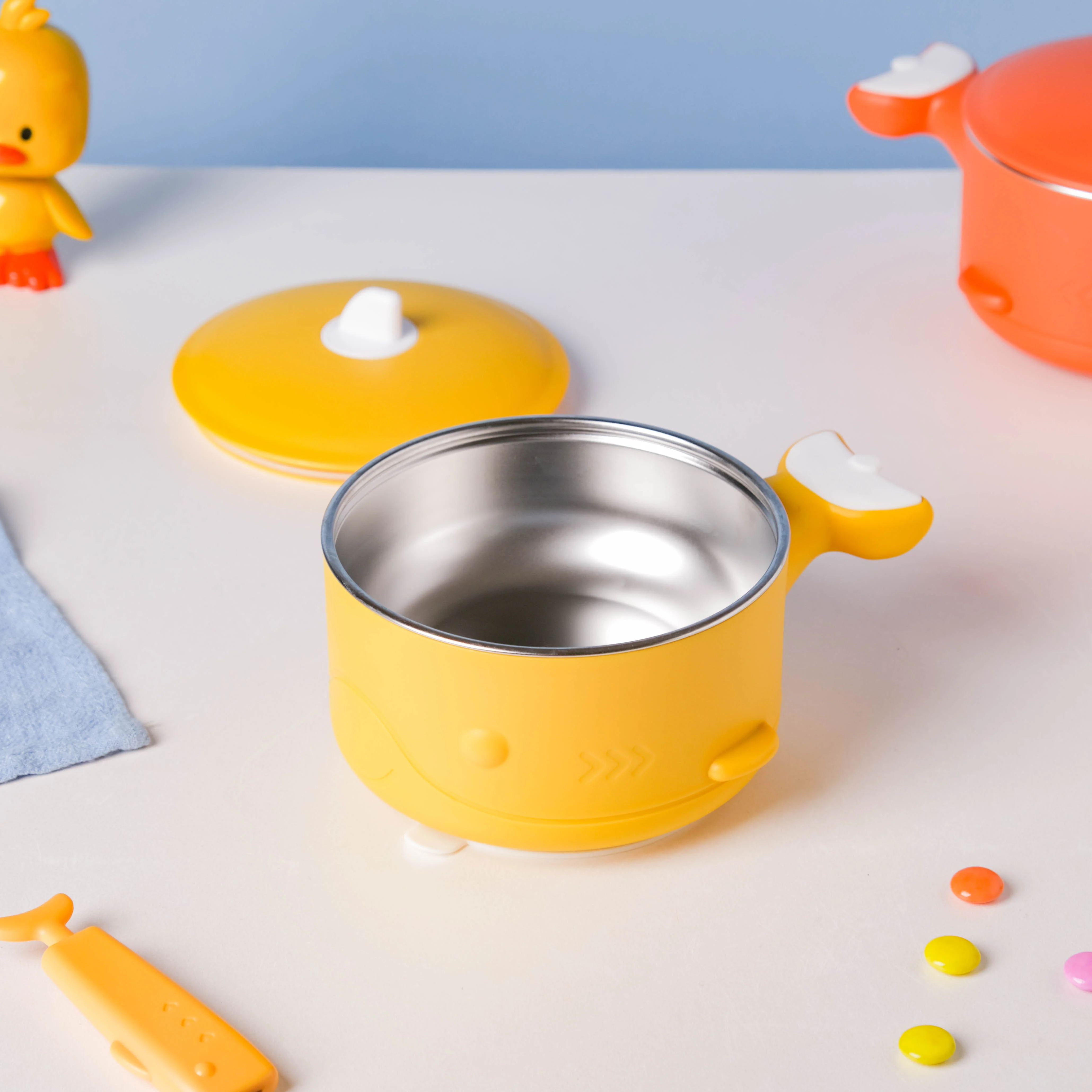 Stay Warm Steel Bowl With Suction Base Yellow 350 ml - Image 3