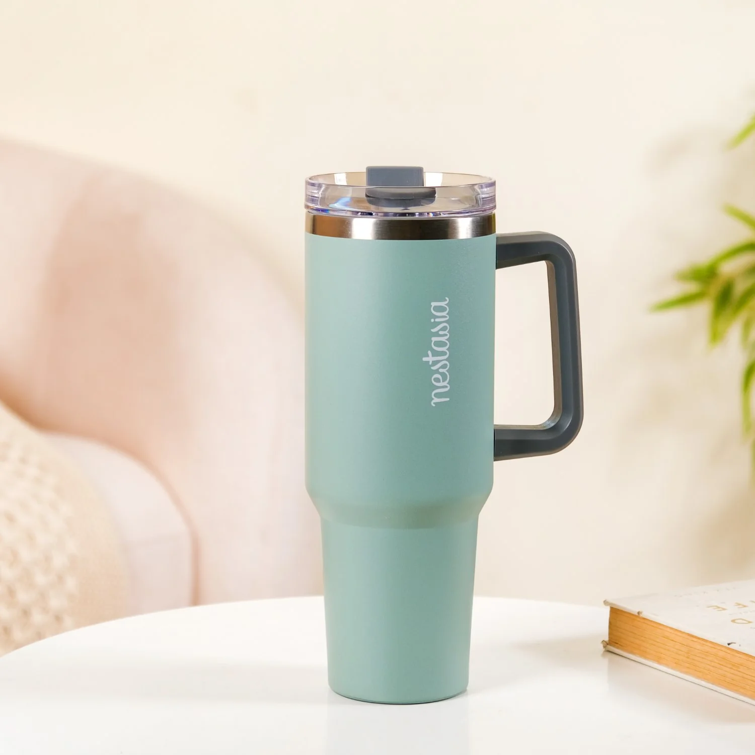 Steel Drink Bottle With Handle For Travel Leakproof Insulated Green 1200ml - Image 3