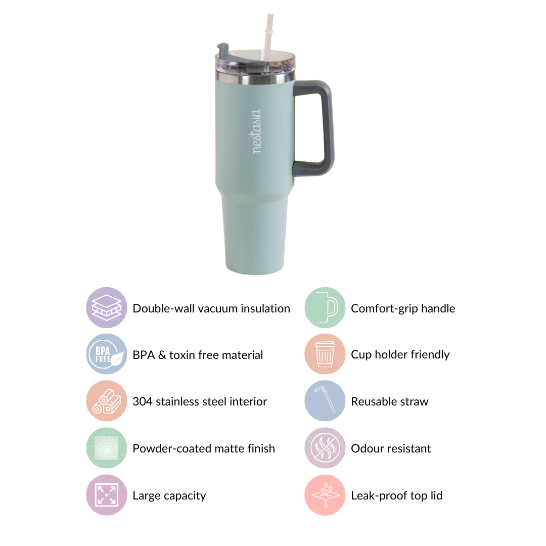 Steel Drink Bottle With Handle For Travel Leakproof Insulated Green 1200ml - Image 5