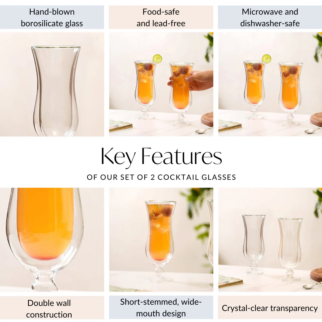 Pina Colada Double Wall Stem Glass Set Of 2 400ml - Image 5