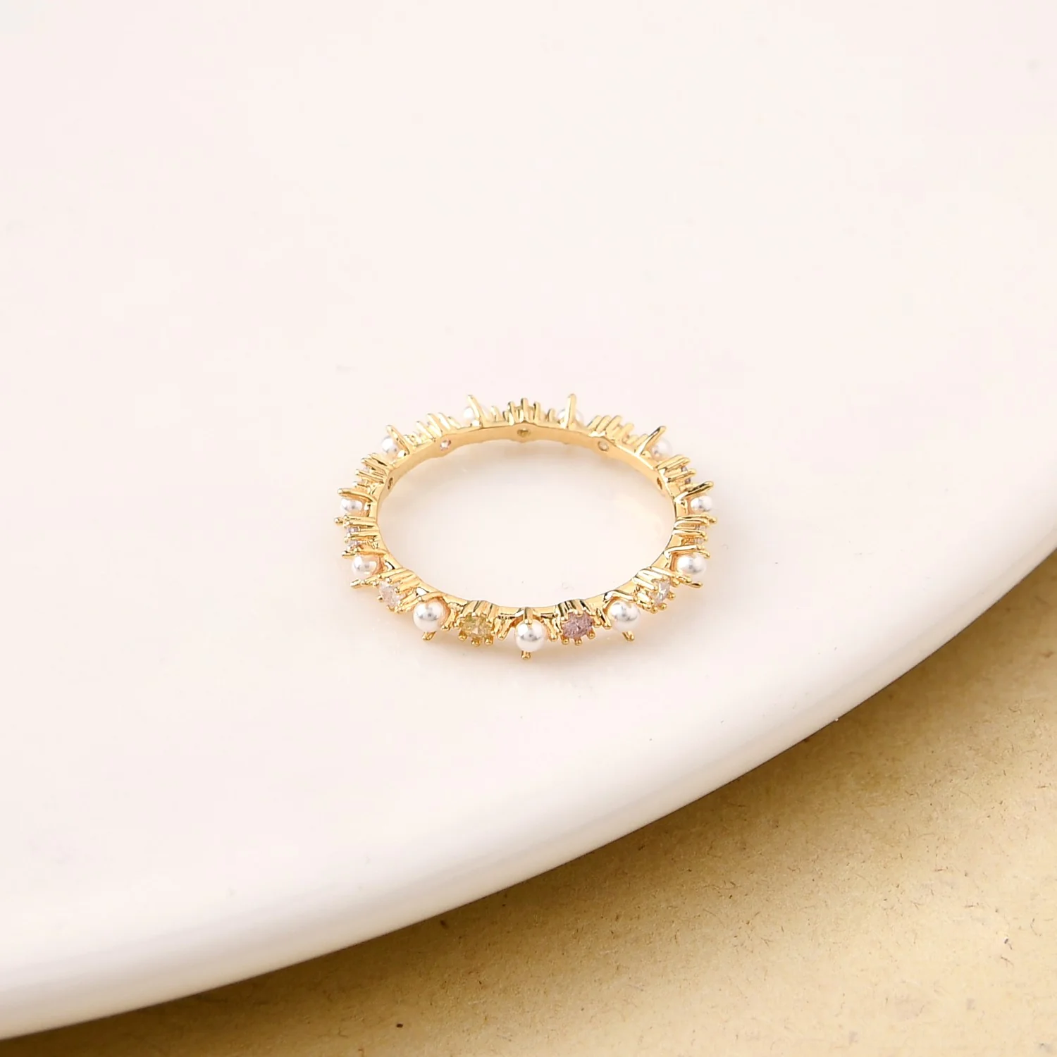 Stone And Pearl Gold Ring