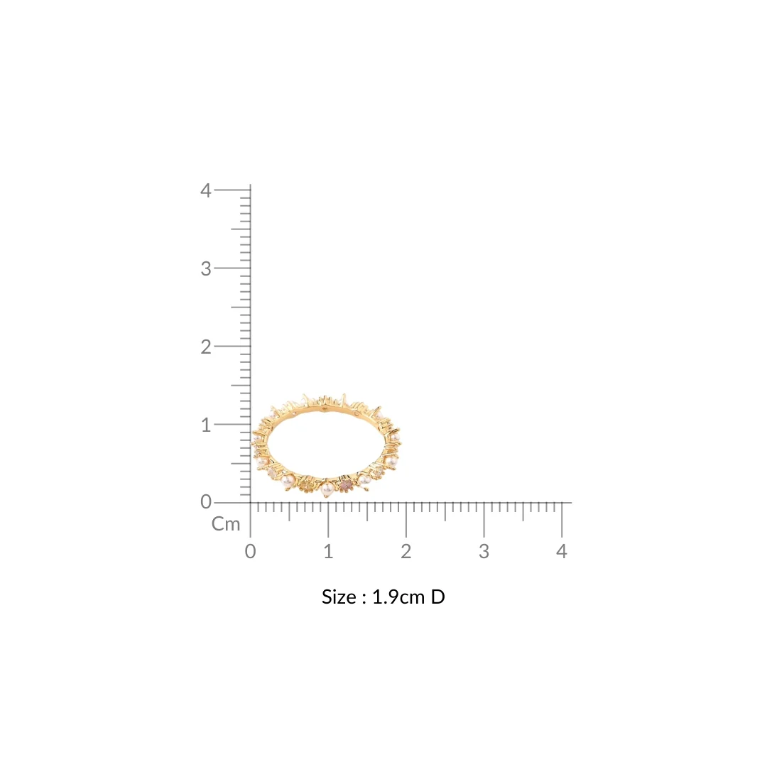 Stone And Pearl Gold Ring - Image 3