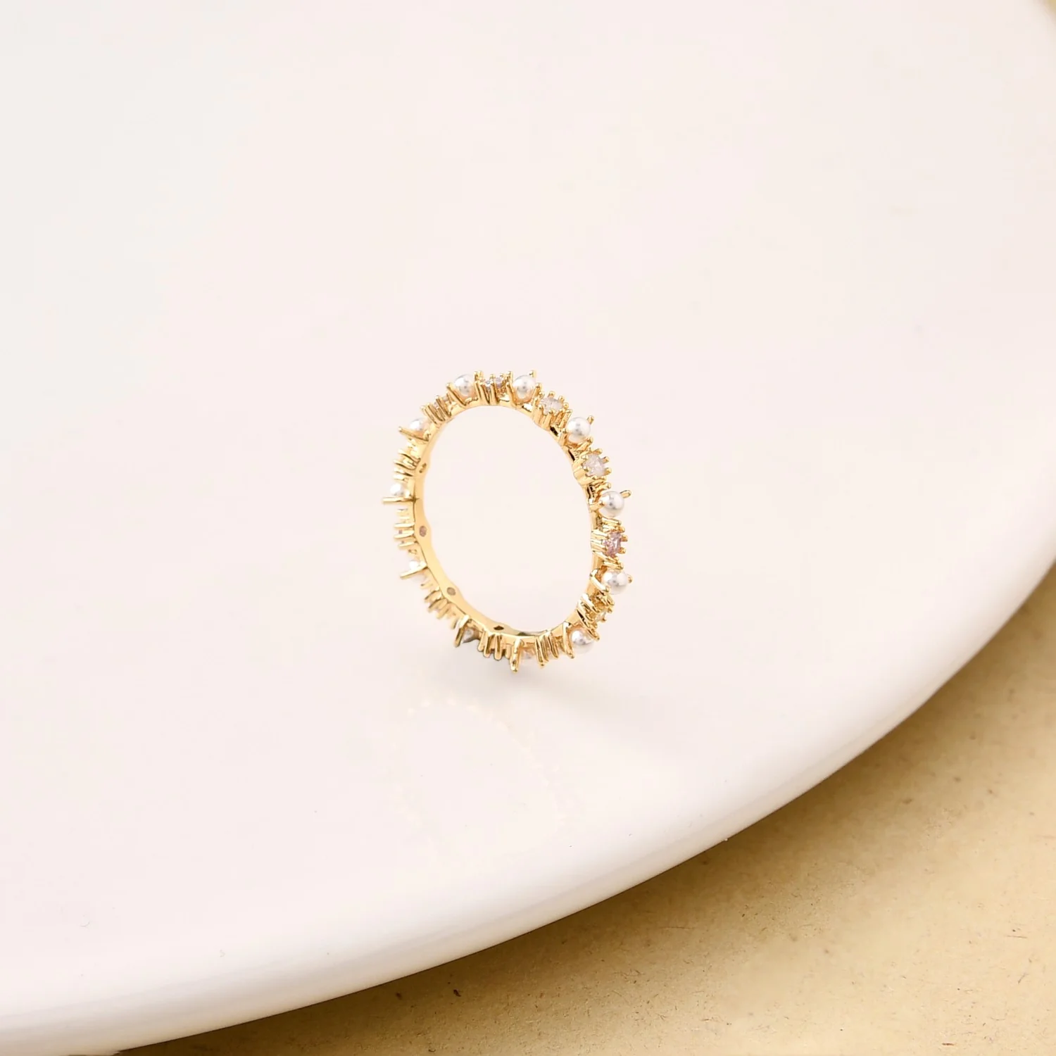 Stone And Pearl Gold Ring - Image 5
