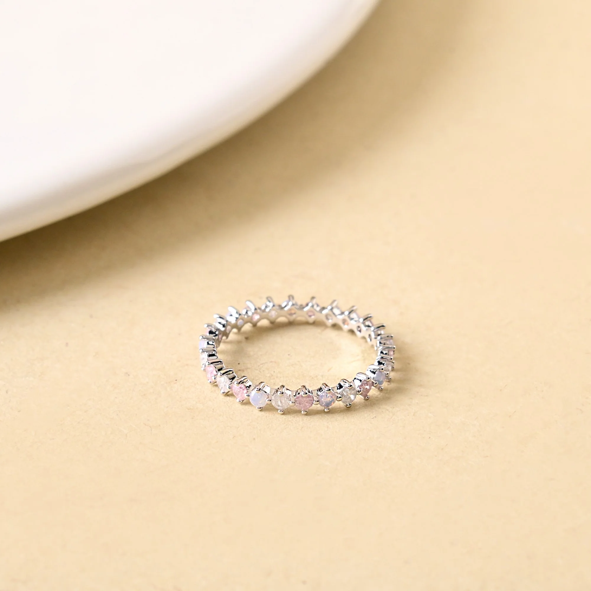Stone And Pearl Silver Ring
