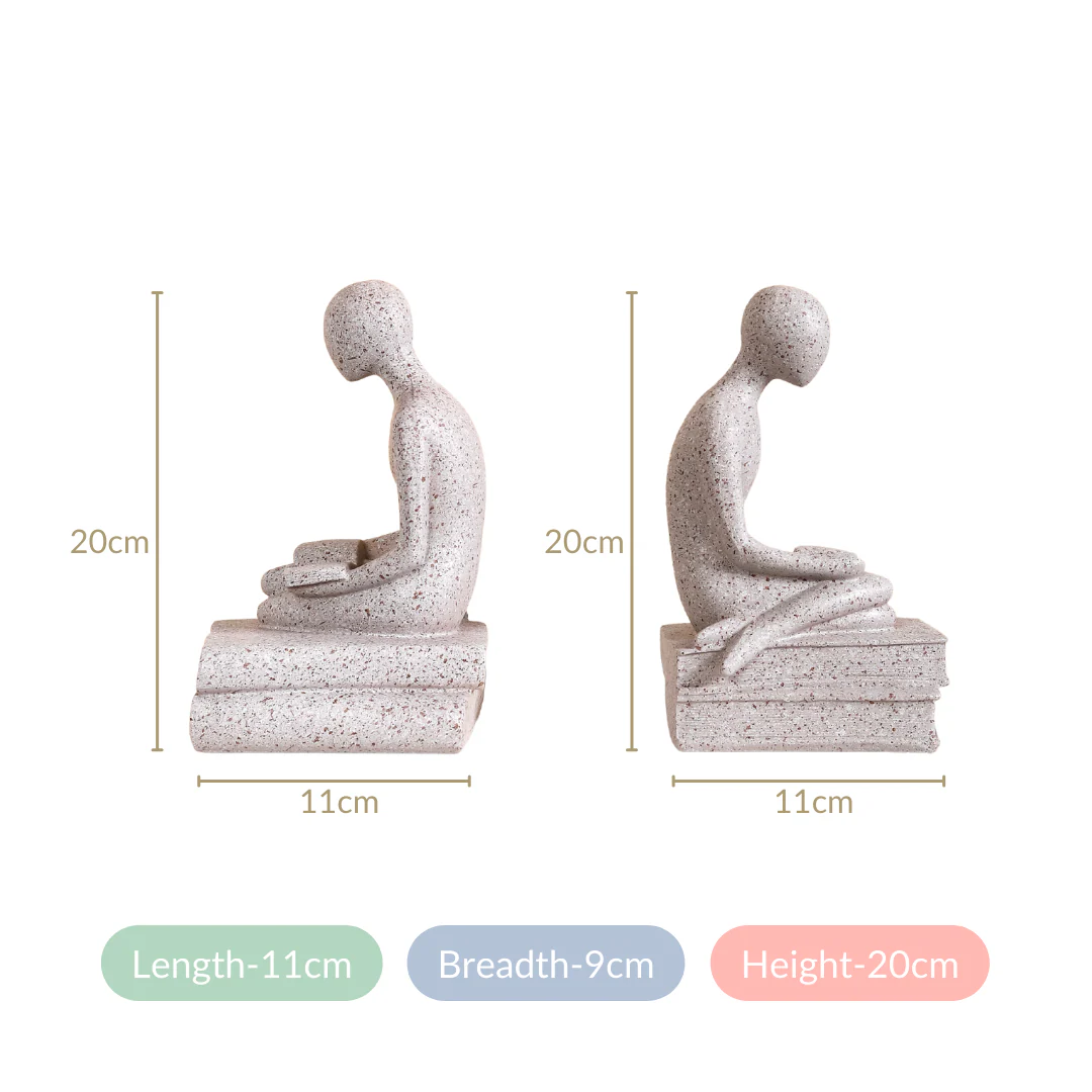 Stone Finish Sitting Statue Bookends - Image 5