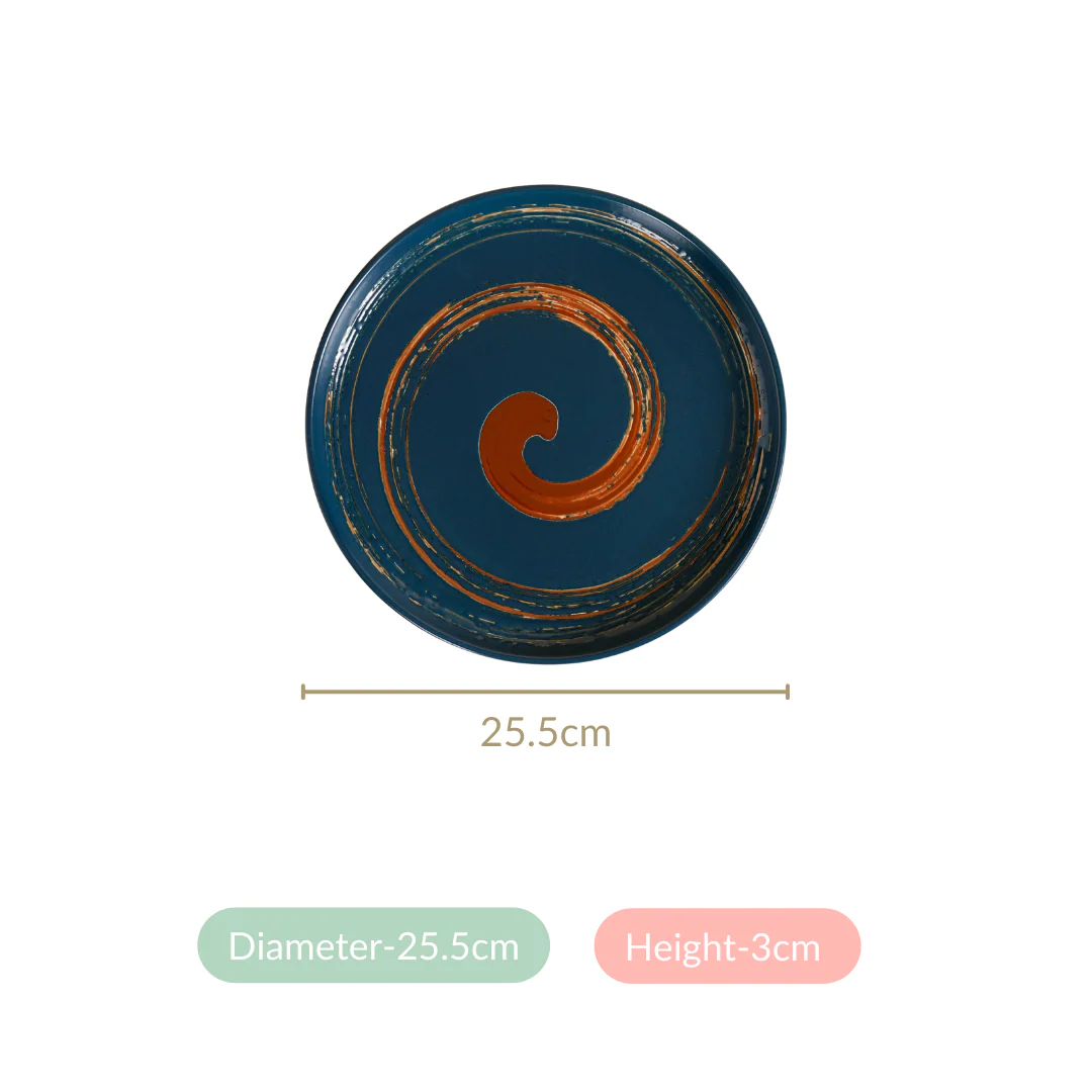 Stoneware Ceramic Dinner Plates Navy Blue Set Of 4 10 Inch - Image 6