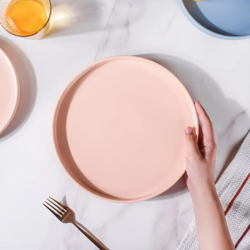Stoneware Dinner Plate Pink 10 Inch - Image 3