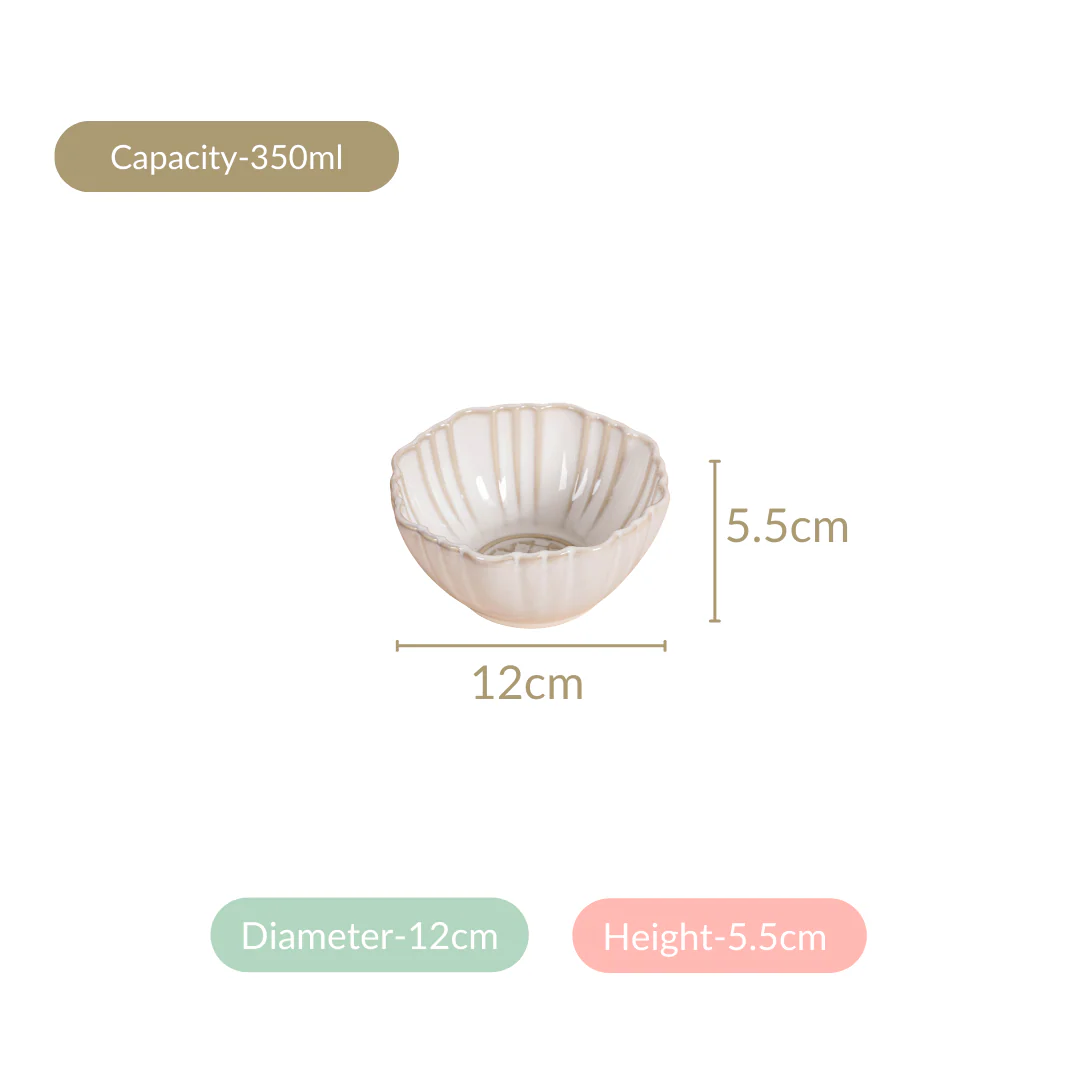Stoneware Ivory Scallop Rimmed Soup Bowl Set Of 4 350ml - Image 6