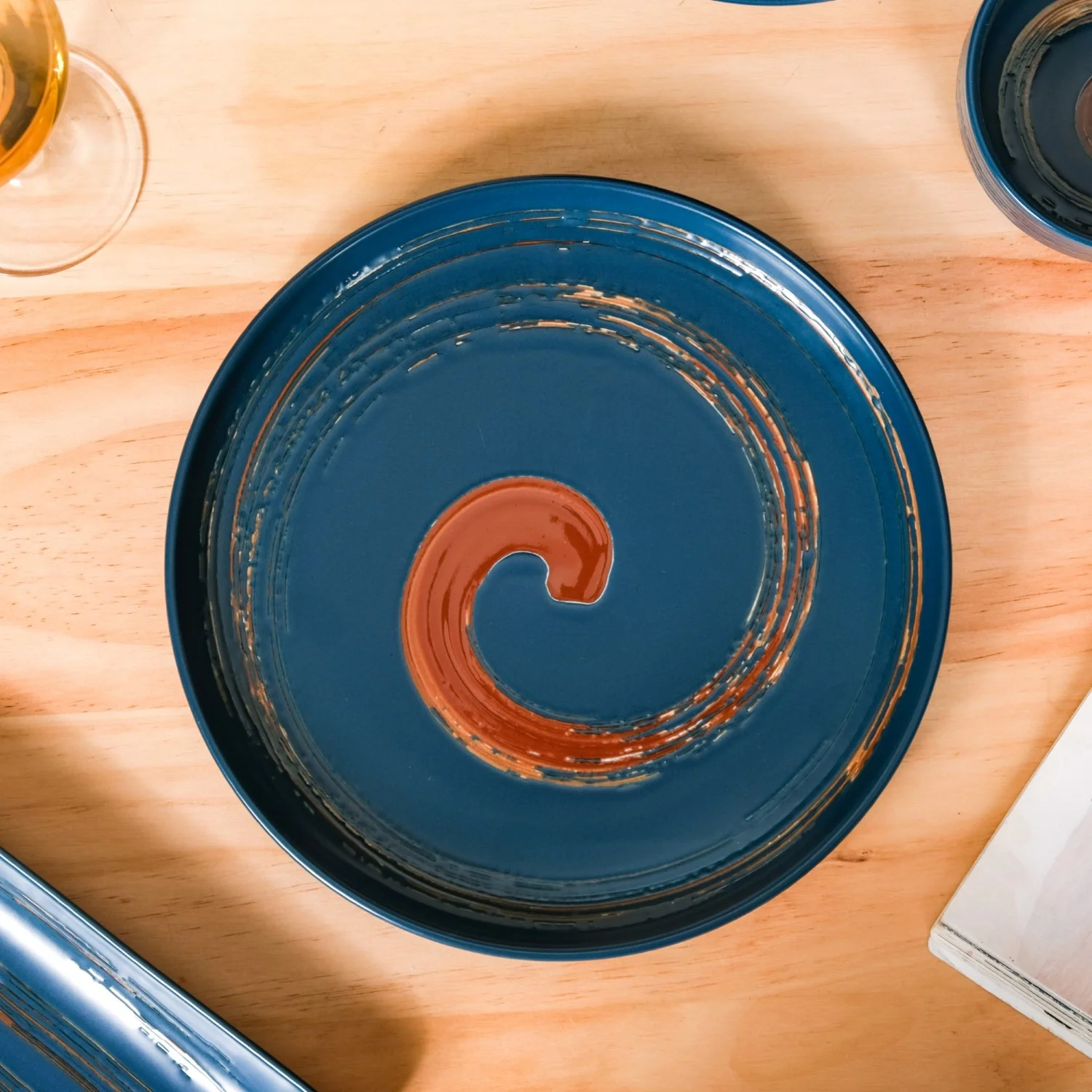 Stoneware Matte 22-Piece Dinner Set For 6 Blue - Image 11