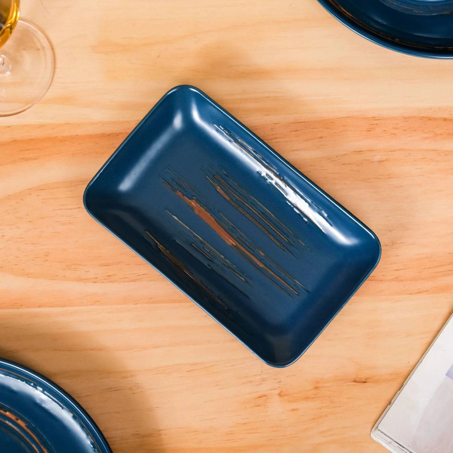 Stoneware Matte 22-Piece Dinner Set For 6 Blue - Image 12