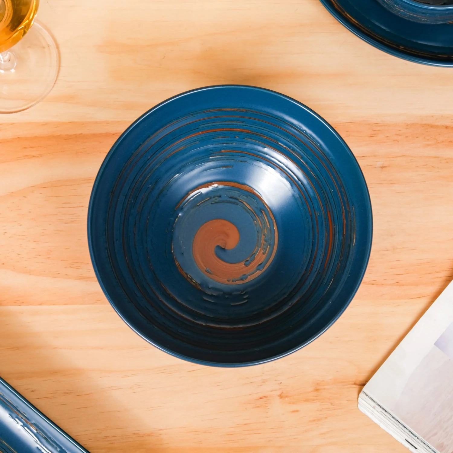Stoneware Matte 22-Piece Dinner Set For 6 Blue - Image 13