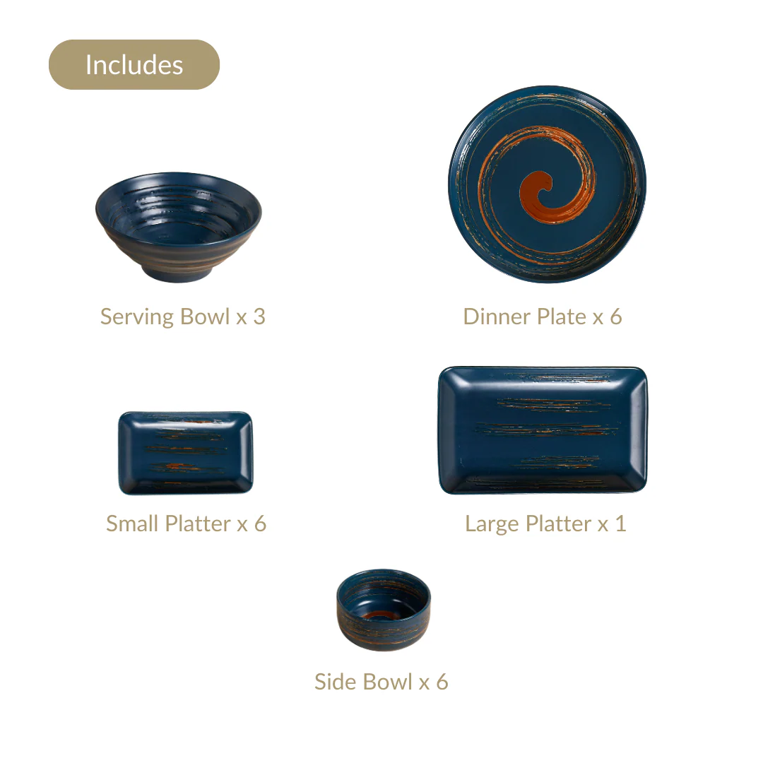 Stoneware Matte 22-Piece Dinner Set For 6 Blue - Image 4