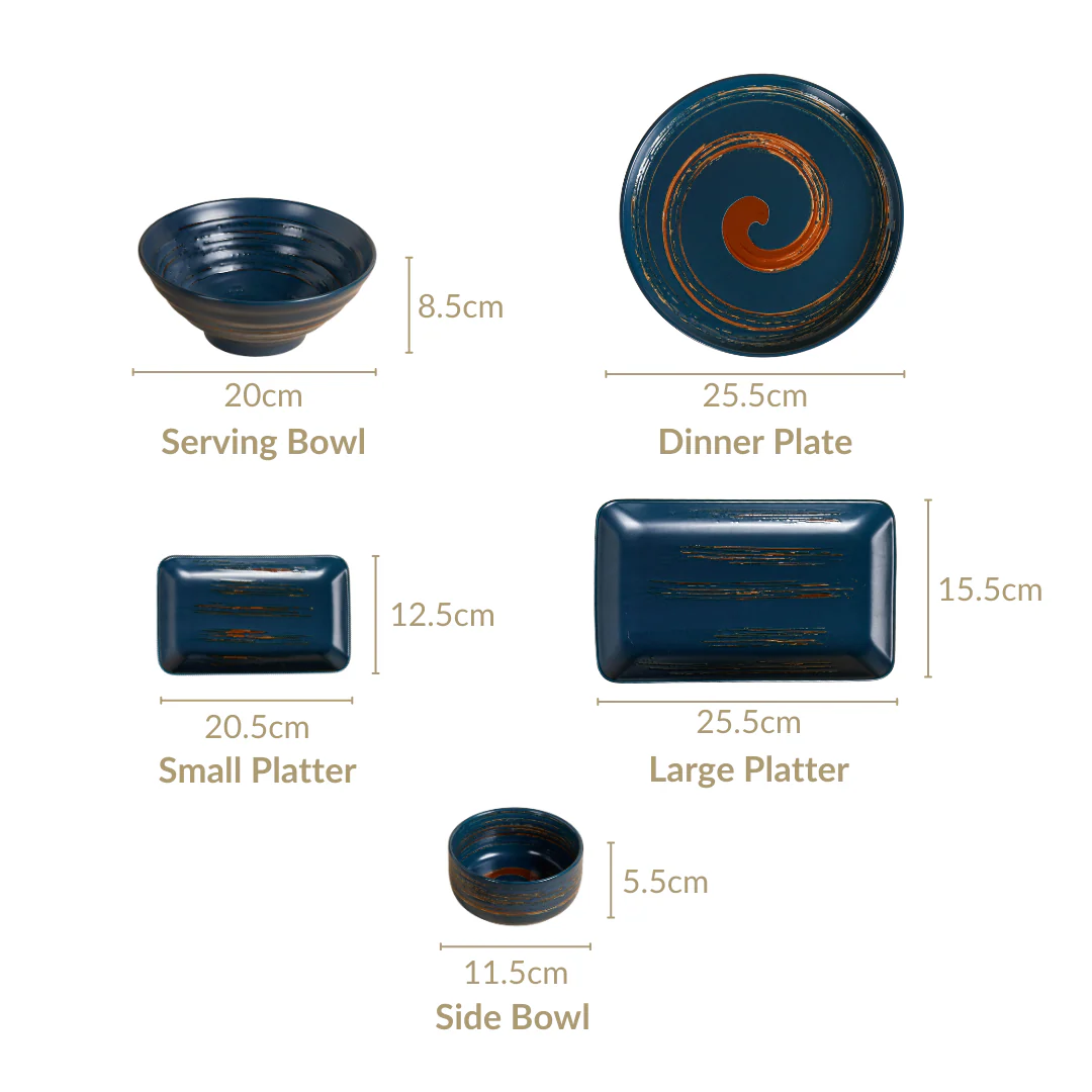 Stoneware Matte 22-Piece Dinner Set For 6 Blue - Image 8