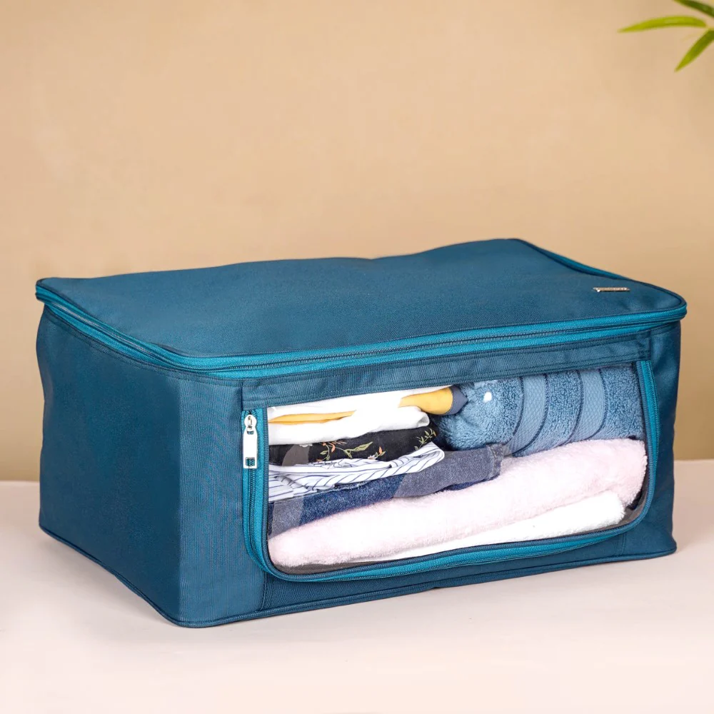 Storage Bag For Clothes Set Of 2 Teal With Transparent Window - Image 10