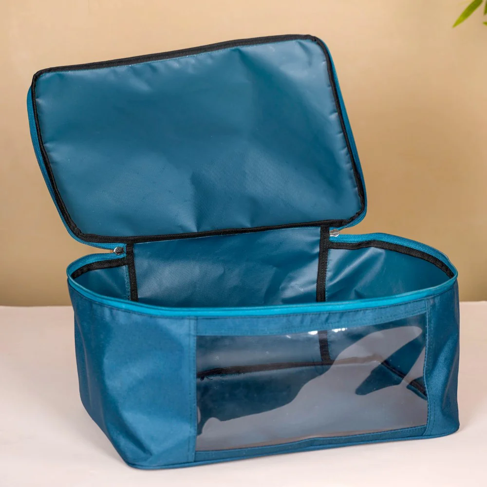 Storage Bag For Clothes Set Of 2 Teal With Transparent Window - Image 3