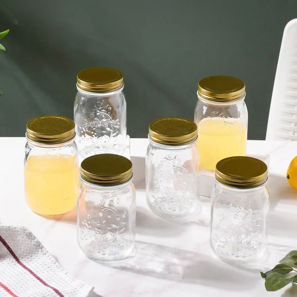 Storage Glass Jar With Gold Lid Set Of 6 450ml - Image 14