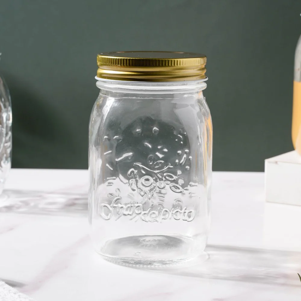 Storage Glass Jar With Gold Lid Set Of 6 450ml - Image 9