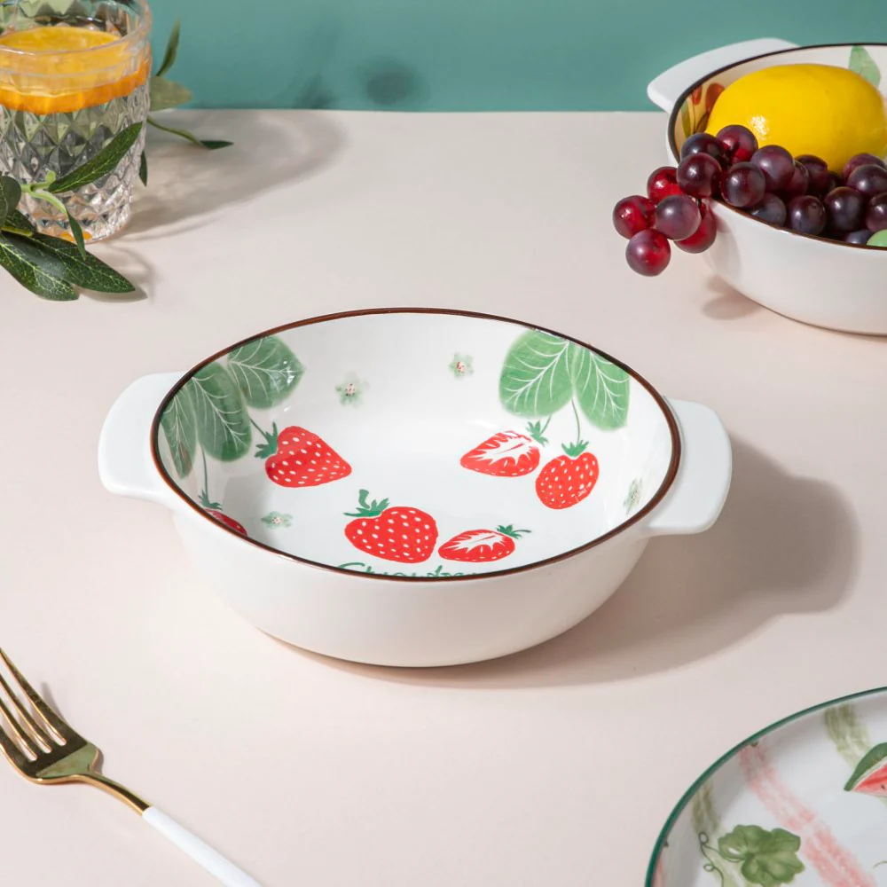 Strawberry Baking Bowl With Handles 7.5 Inch 500 ml