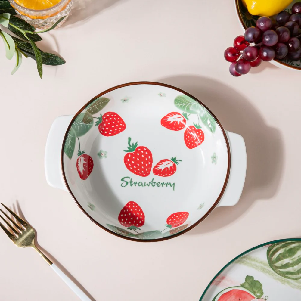 Strawberry Baking Bowl With Handles 7.5 Inch 500 ml - Image 4
