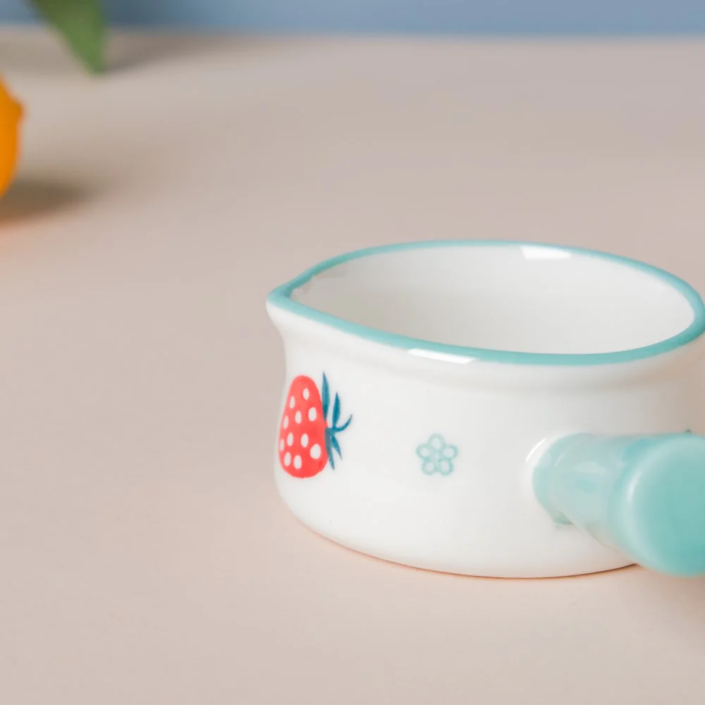 Strawberry Ceramic Creamer With Handle Blue Small - Image 4