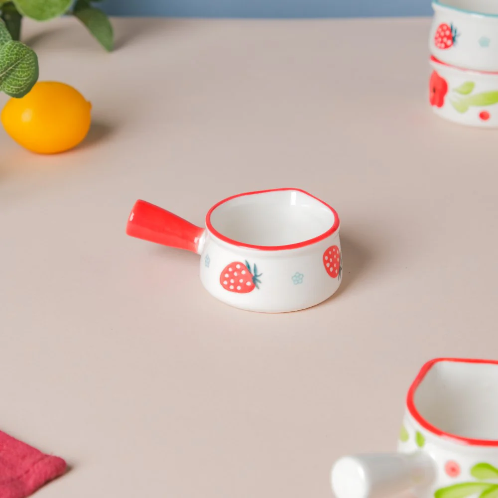 Strawberry Ceramic Creamer With Handle Red Small - Image 5