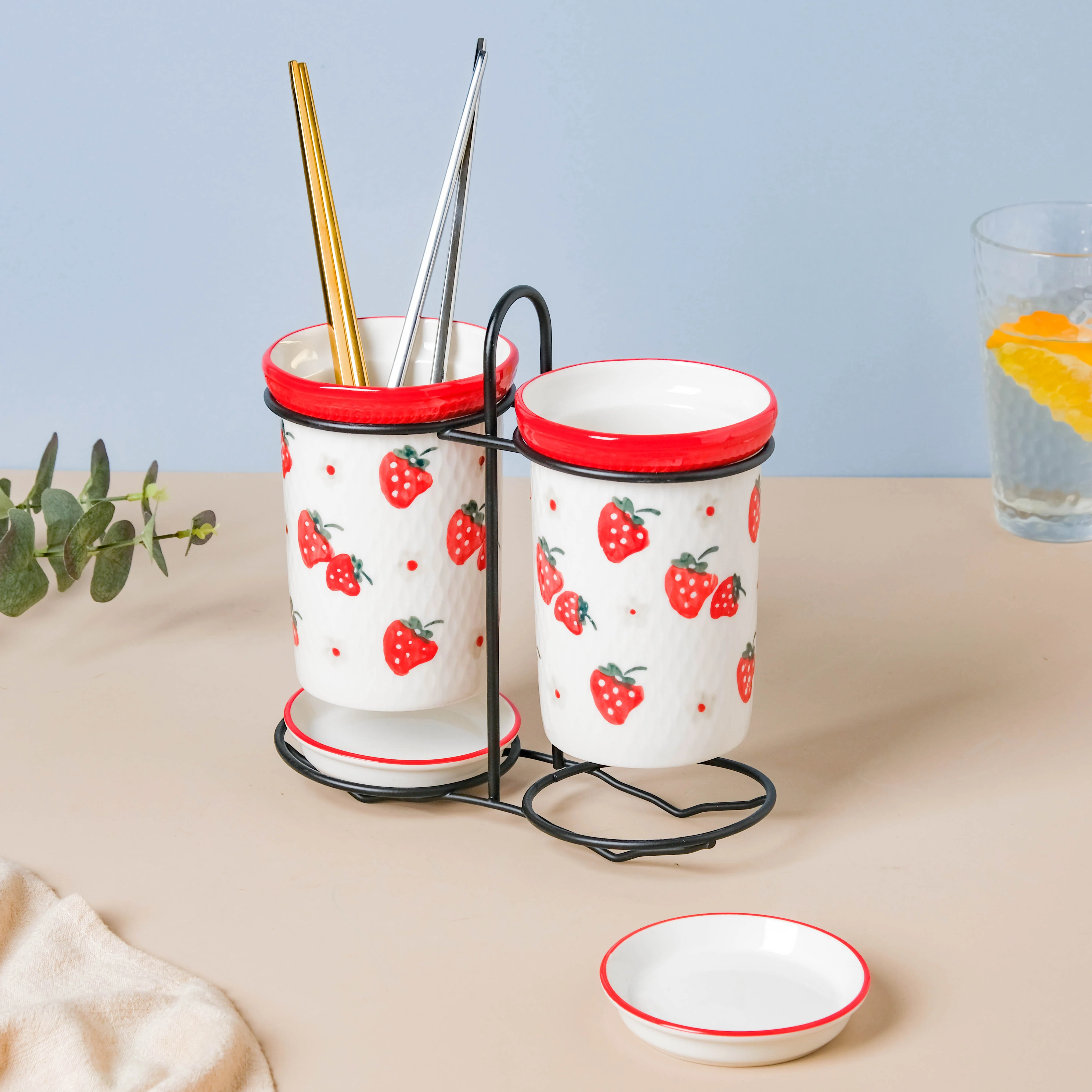 Strawberry Print Chopstick Holder Set of 2 - Image 9