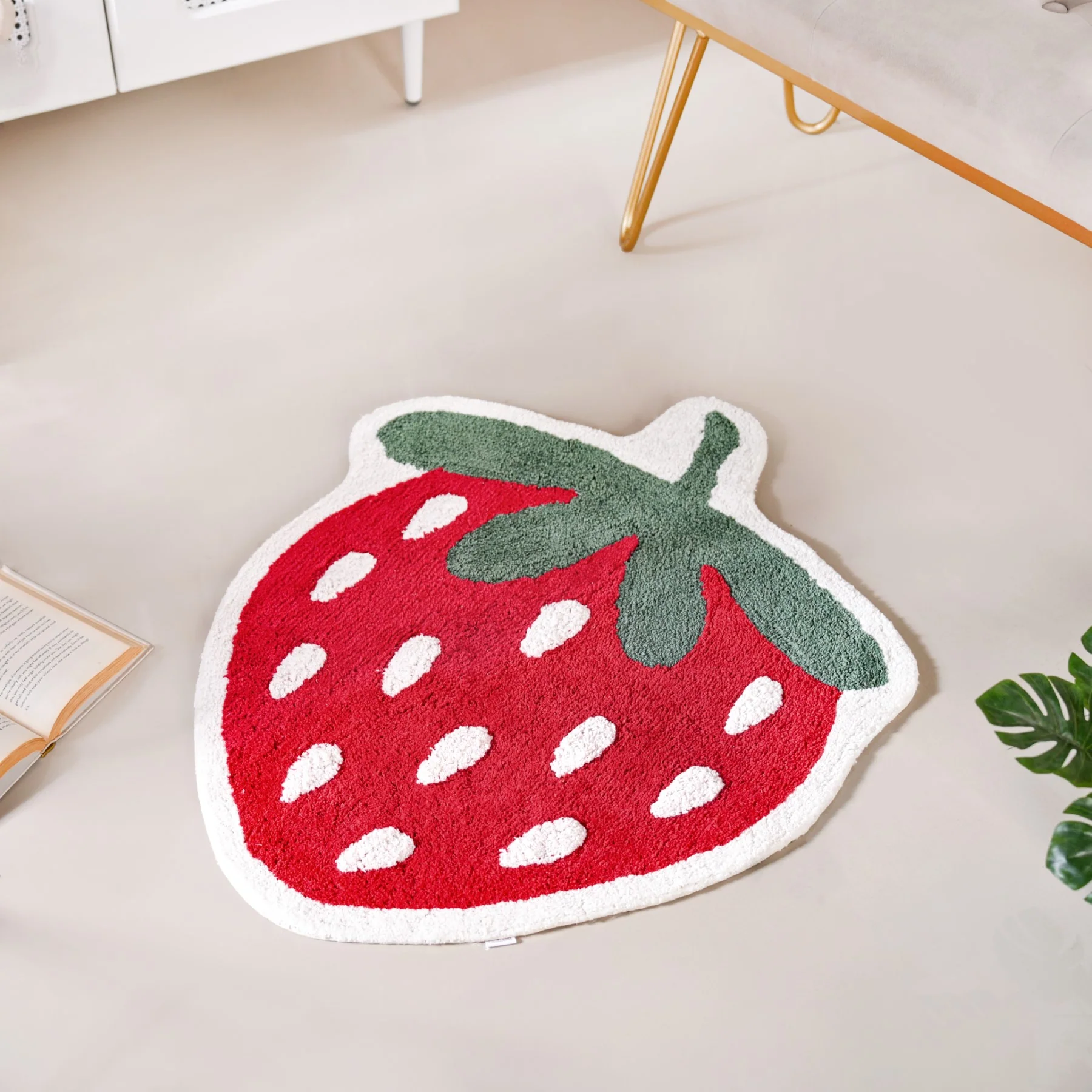 Strawberry Cotton Anti Slip Floor Mat 74x62cm