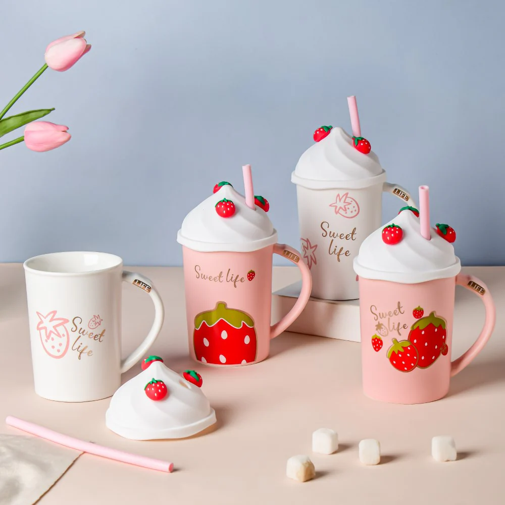 Strawberry Sweet Life Mug With Lid And Straw 380 ml - Image 7