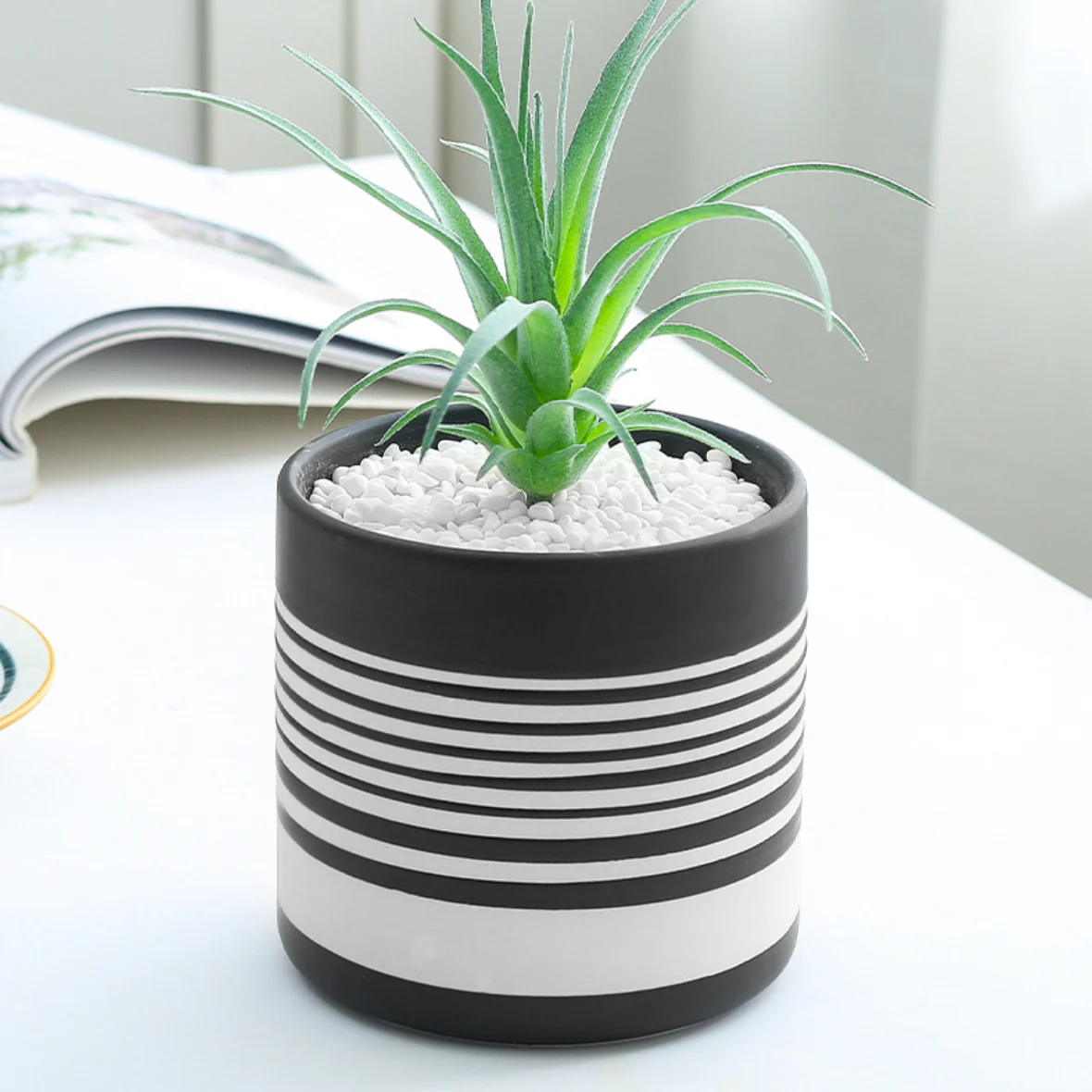 Striped Black and White Vase