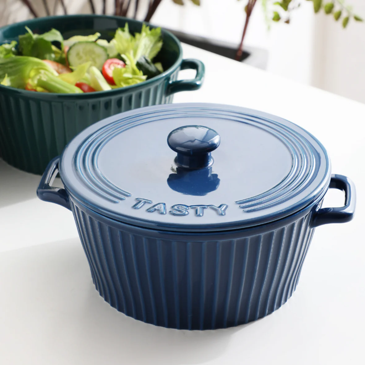 Striped Cooking Pot with Lid - Image 4