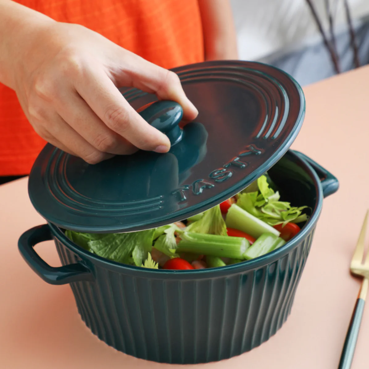 Striped Cooking Pot with Lid - Image 6