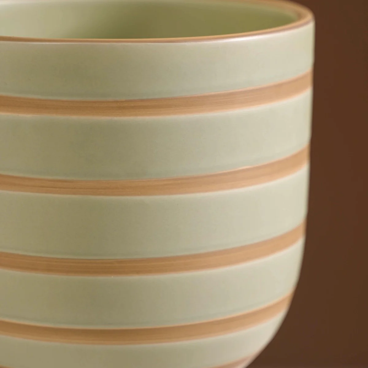 Striped Terra Ceramic Flower Pot Green - Image 8