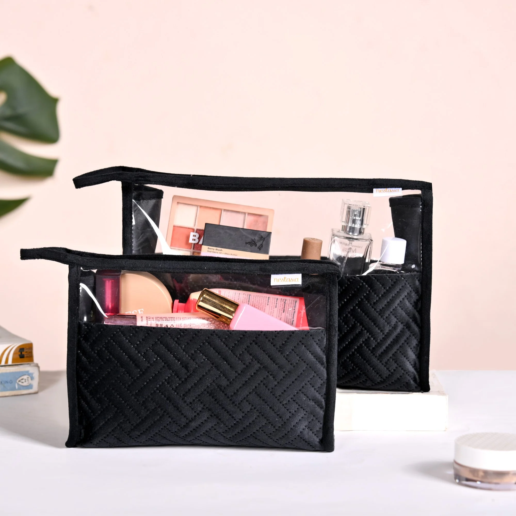Stylish Black Travel And Makeup Pouch Set Of 2 - Image 5
