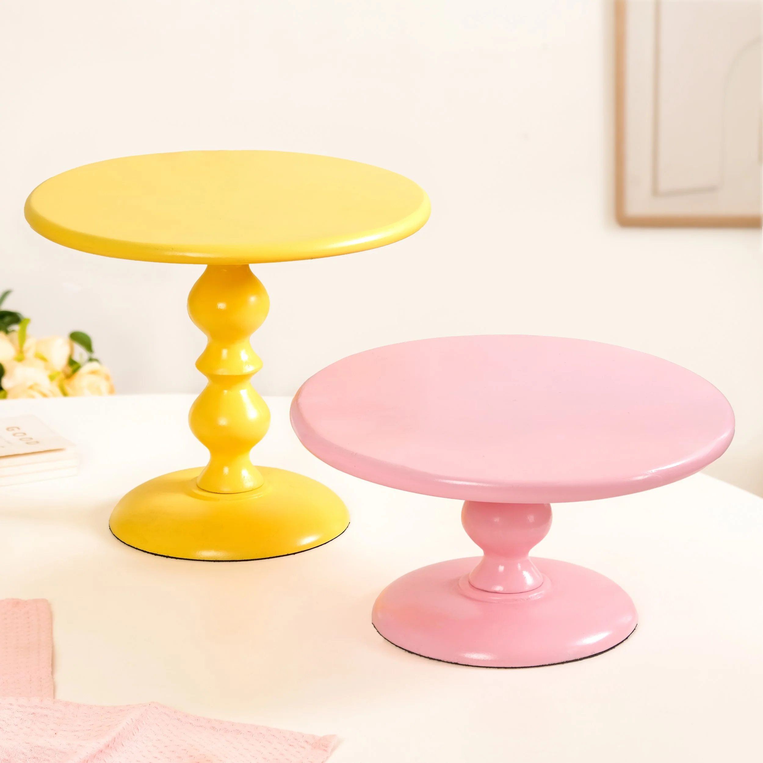 Sugar Pop Round Cake Stand Set Of 2 Pink And Yellow - Image 9