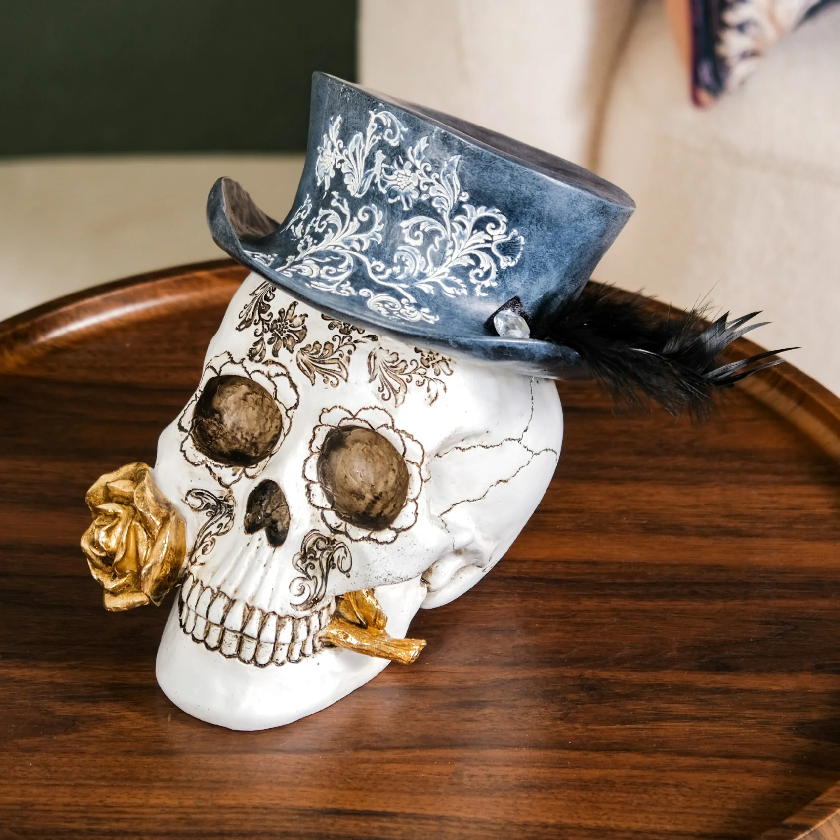 Sugar Skull With Hat Decor Showpiece For Home - Image 9