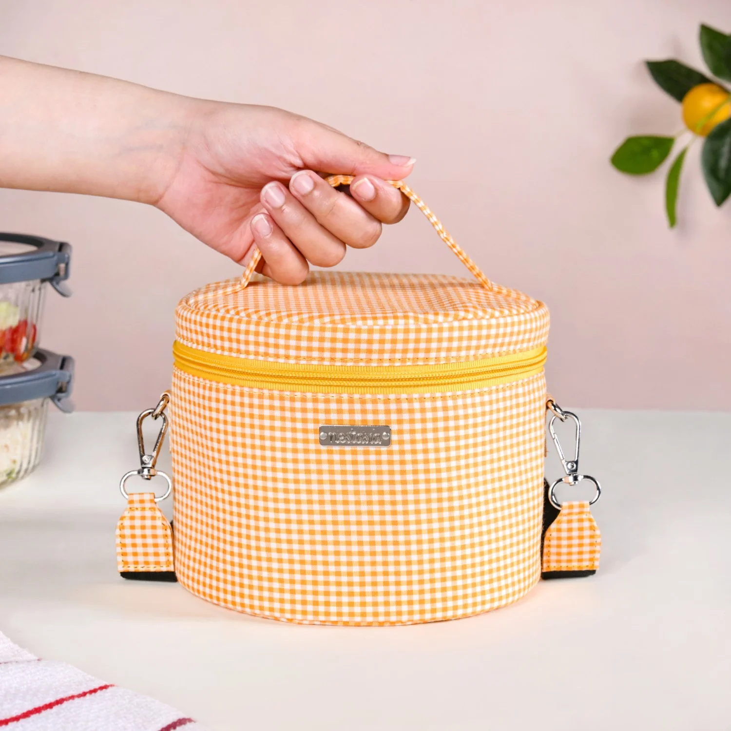 Sunbeam Gingham Insulated Lunch Bag - Image 2