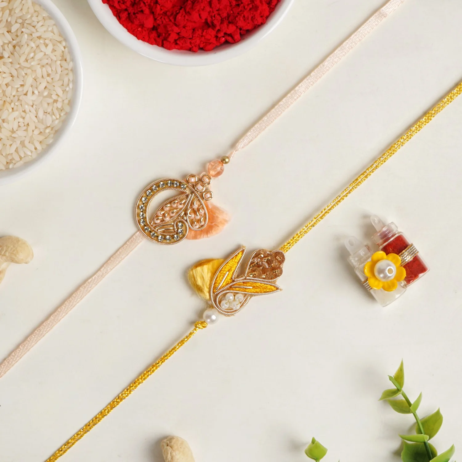 Sunshine Bloom Set Of 2 Rakhi Gift Set - Image 5