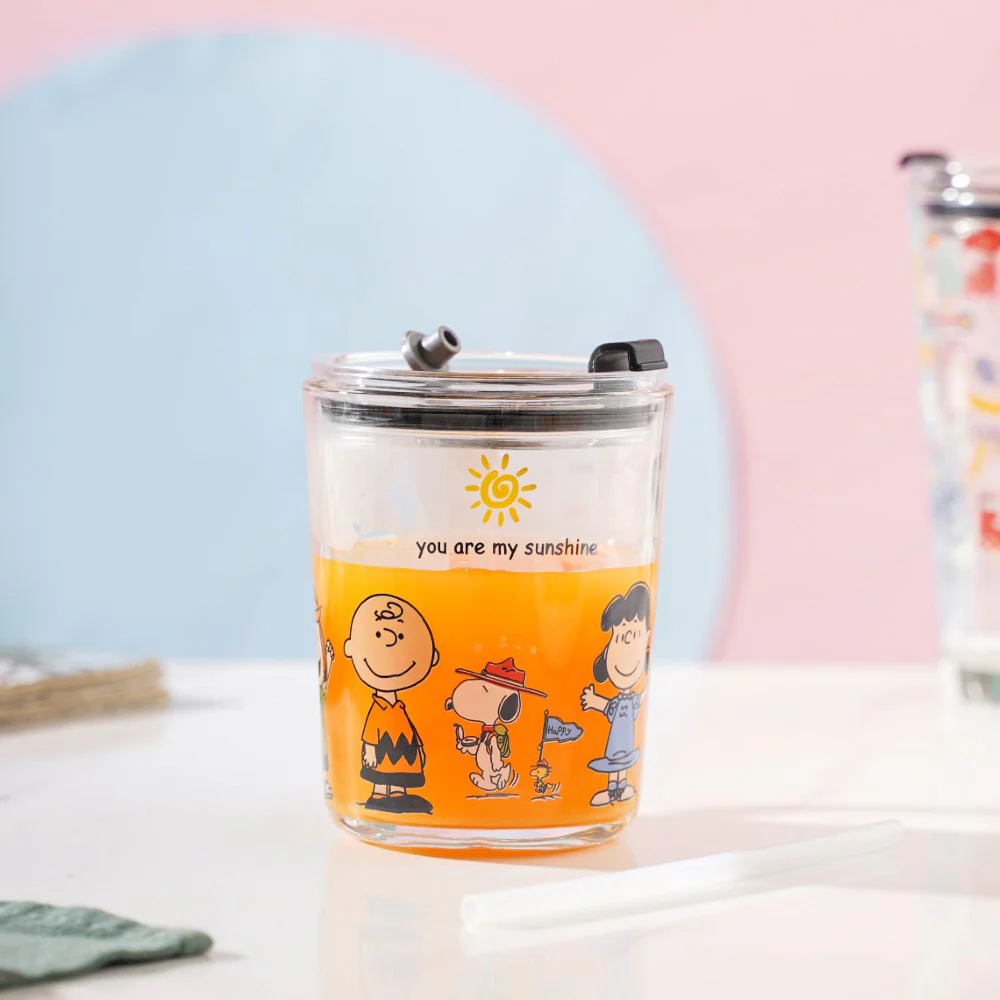 Sunshine Glass Tumbler Small With Lid And Straw 350 ml - Image 10