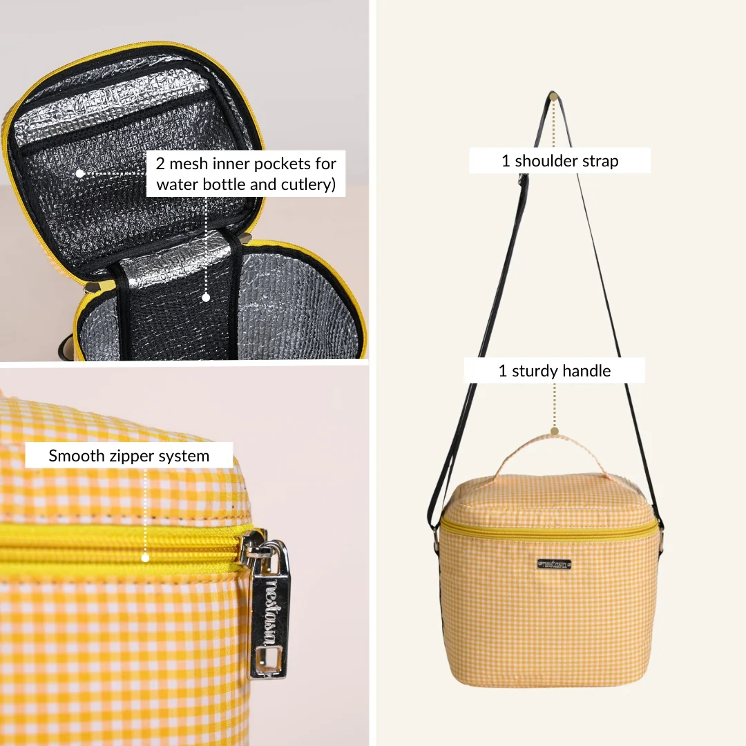 Sunshine Picnic Checked Insulated Lunch Bag - Image 6