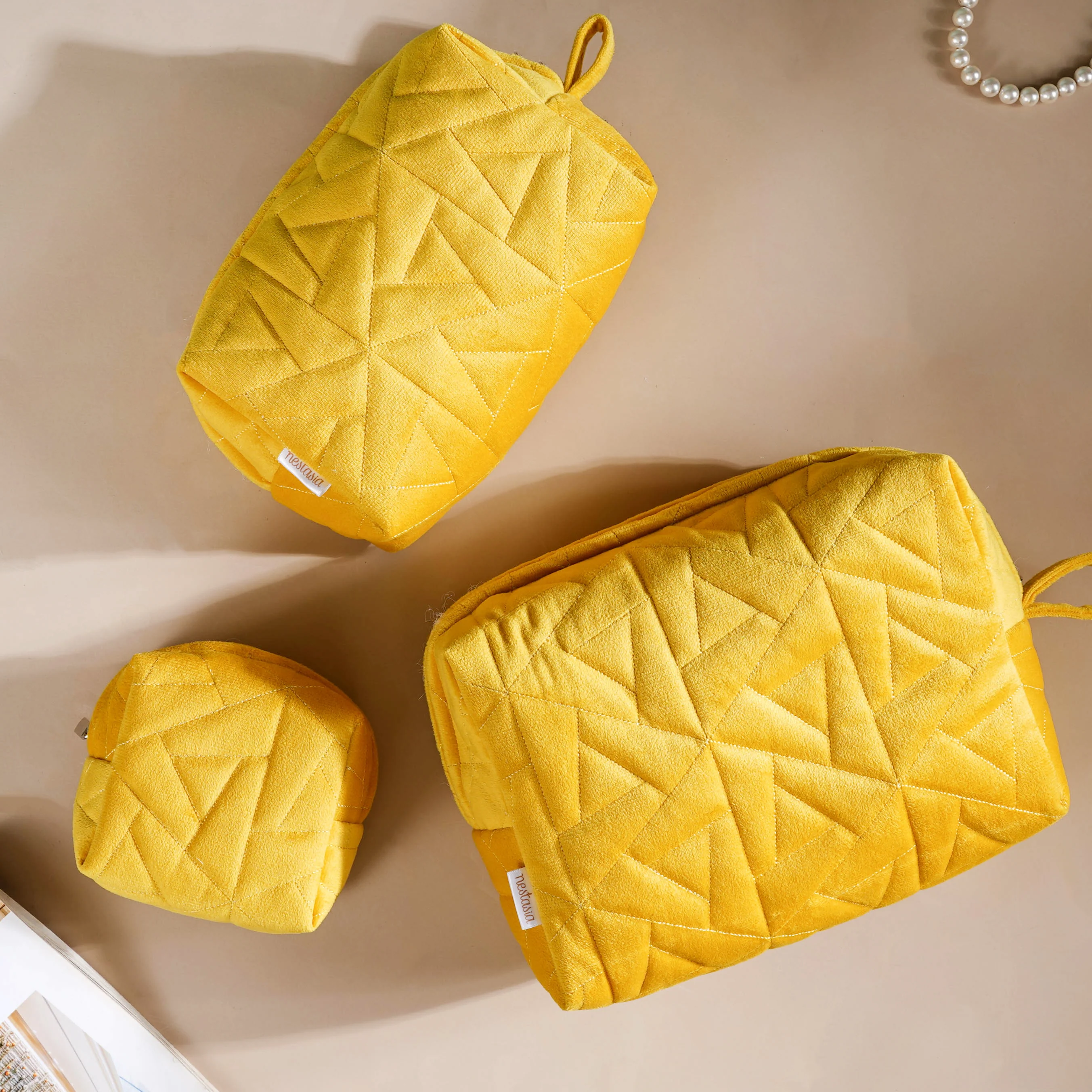 Sunshine Yellow Cosmetic Bag Set Of 3 - Image 5